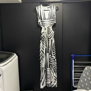 Miss ord long black and white dress with cutouts